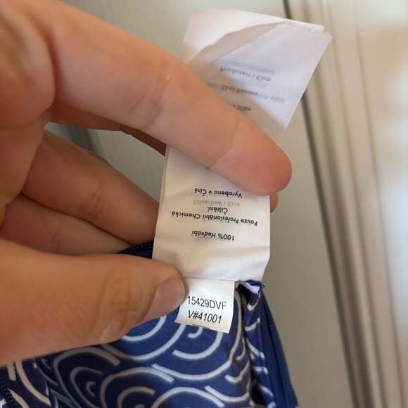 Diane Von Furstenburg Blue White Patterned Sleeveless Knee Length Dress Belt L - Picture 6 of 12